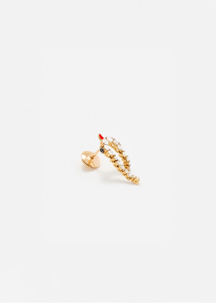 MINI BOUCLE D’OREILLE PYTHON DIAMANTS OR JAUNE