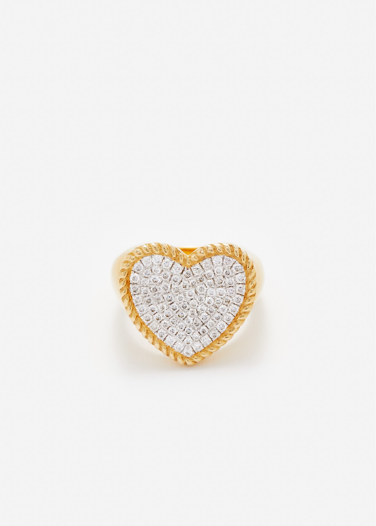 CHEVALIÈRE COEUR DIAMANTS OR JAUNE