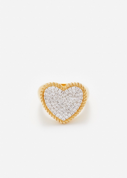 CHEVALIÈRE COEUR DIAMANTS OR JAUNE
