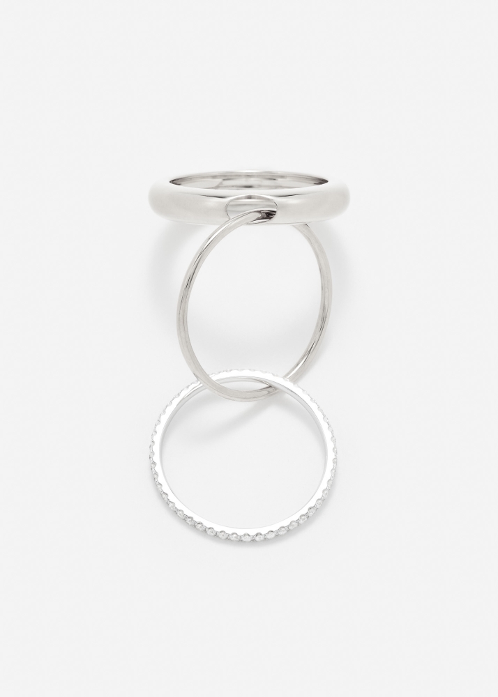 BAGUE UN DEUX TROIS LISSE PM OR BLANC