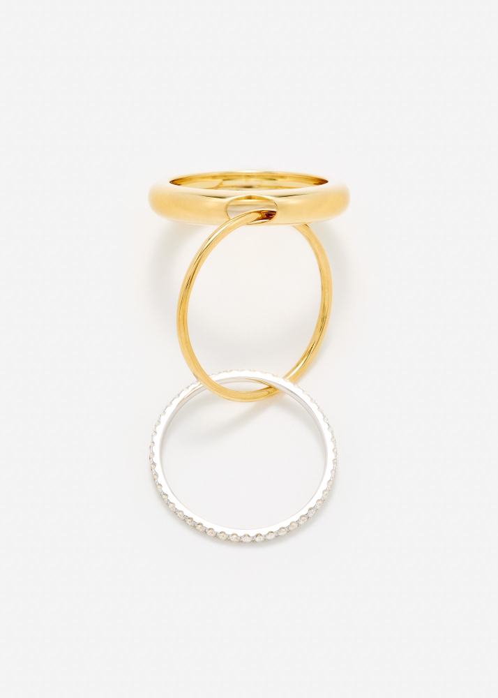 BAGUE UN DEUX TROIS LISSE PM OR JAUNE
