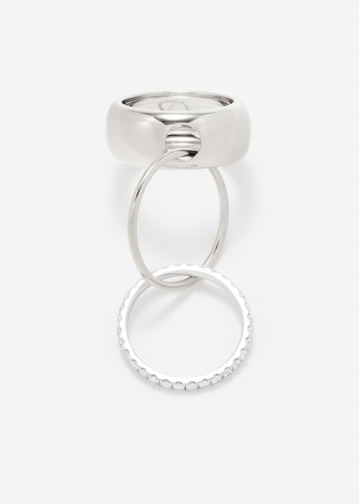 BAGUE UN DEUX TROIS LISSE GM OR BLANC