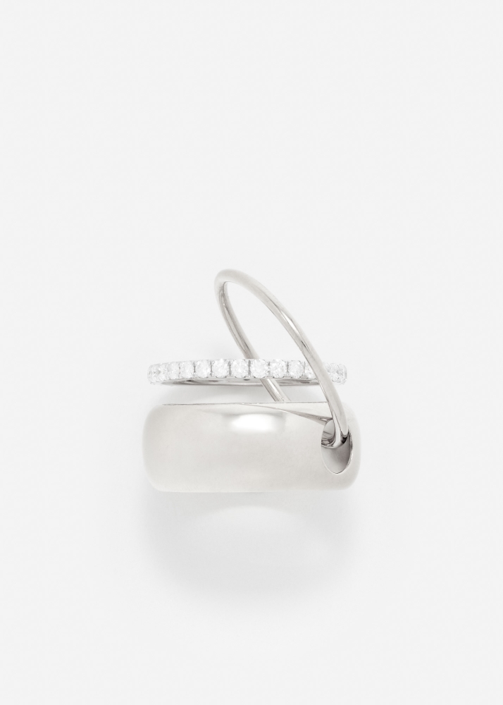 BAGUE UN DEUX TROIS LISSE GM OR BLANC
