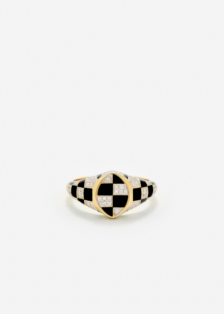 BABY CHEVALIÈRE MARQUISE DAMIER NOIR OR JAUNE