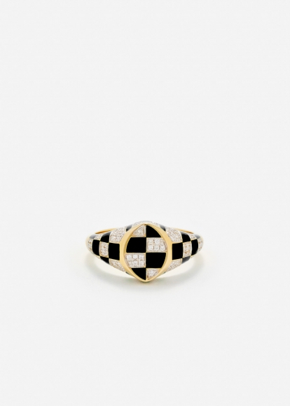 BABY CHEVALIÈRE MARQUISE DAMIER NOIR OR JAUNE