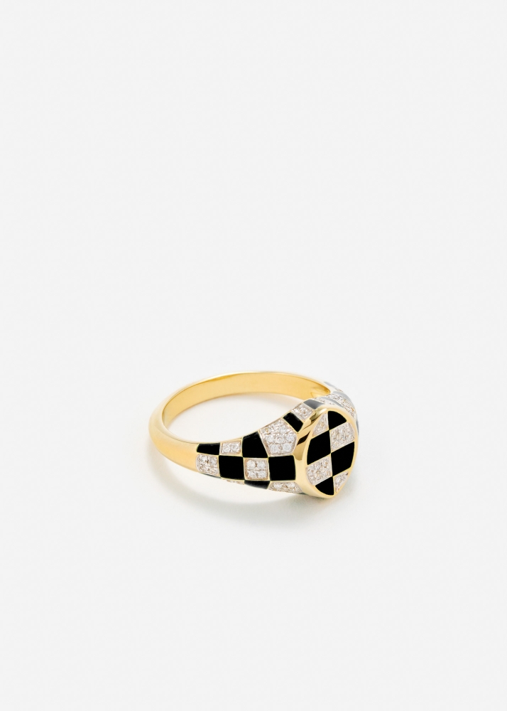 BABY CHEVALIÈRE MARQUISE DAMIER NOIR OR JAUNE
