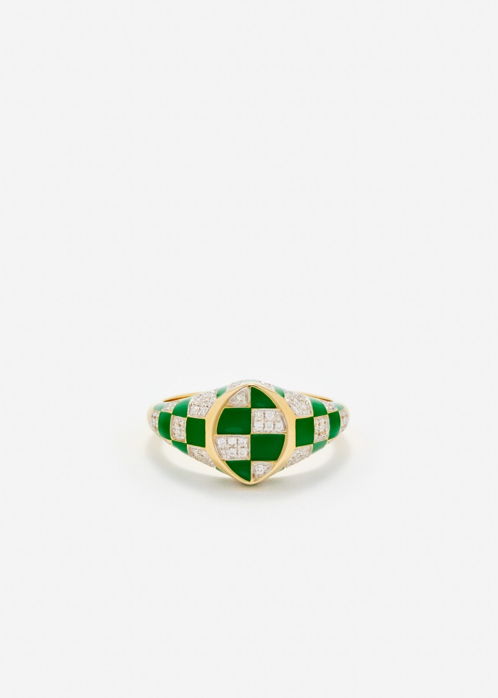BABY CHEVALIÈRE MARQUISE DAMIER VERT OR JAUNE