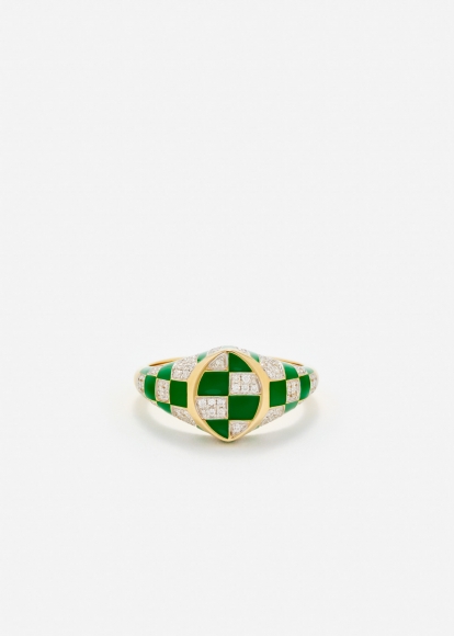 BABY CHEVALIÈRE MARQUISE DAMIER VERT OR JAUNE