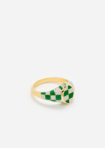 BABY CHEVALIÈRE MARQUISE DAMIER VERT OR JAUNE