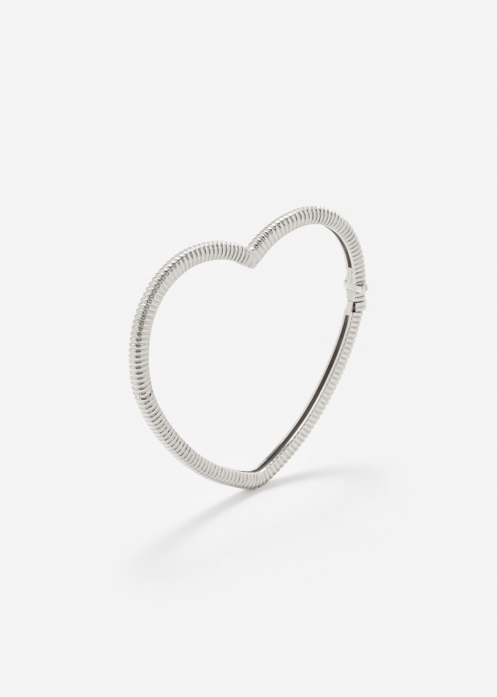 BRACELET JONC COEUR BERLINGOT OR BLANC