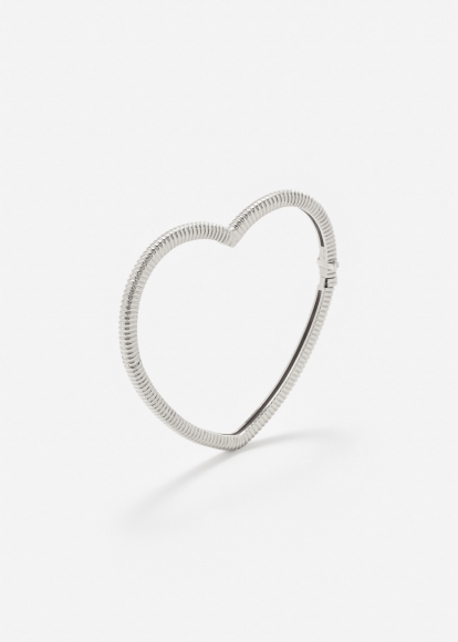 BRACELET JONC COEUR BERLINGOT OR BLANC