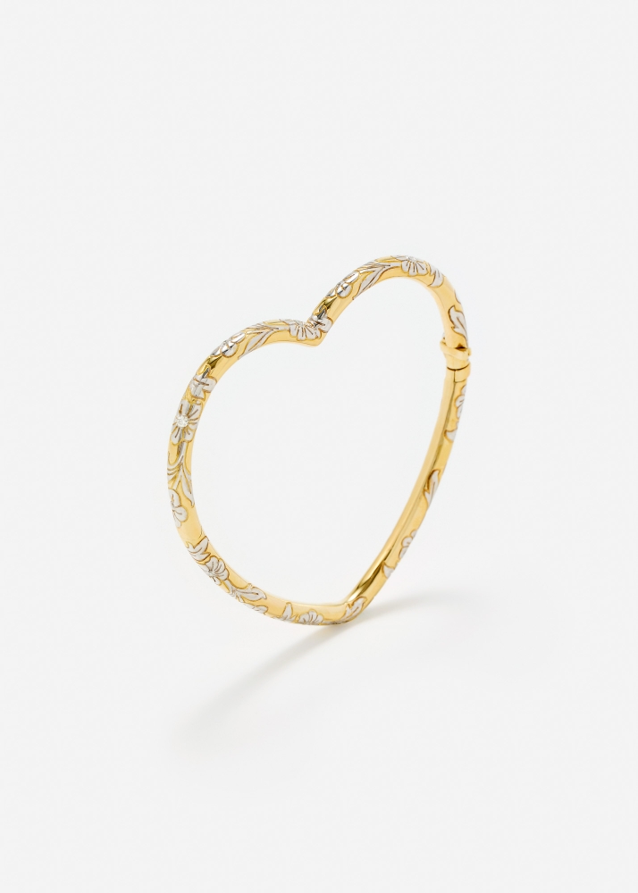 BRACELET JONC COEUR FLEURI 2 ORS