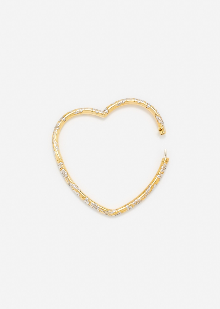 BRACELET JONC COEUR FLEURI 2 ORS