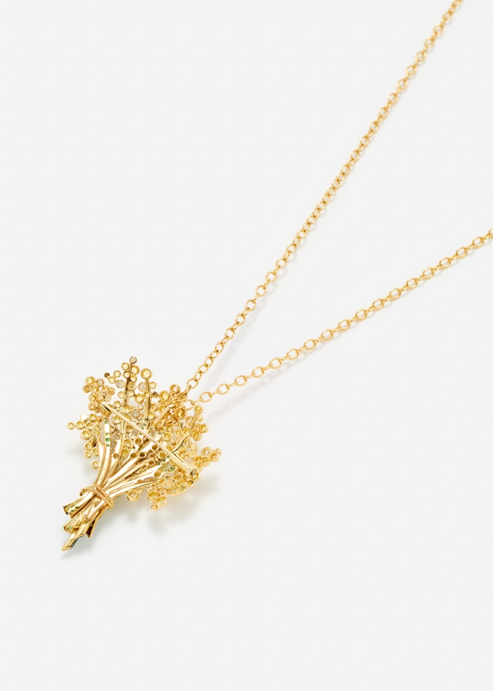 PENDENTIF BROCHE MIMOSA OR JAUNE