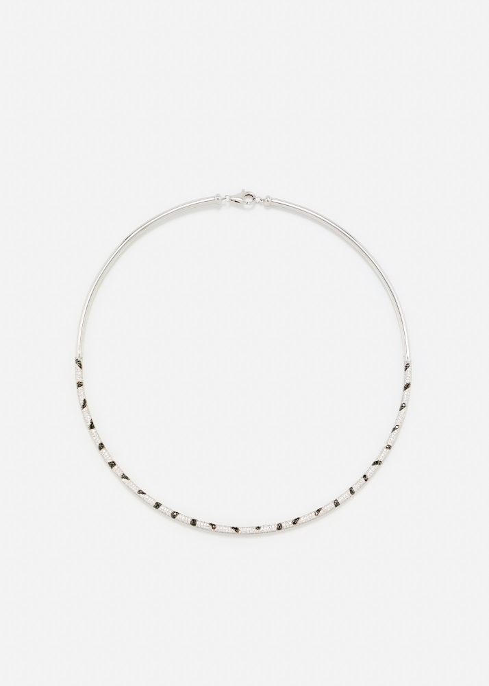 COLLIER TORQUE ZÈBRE OR BLANC
