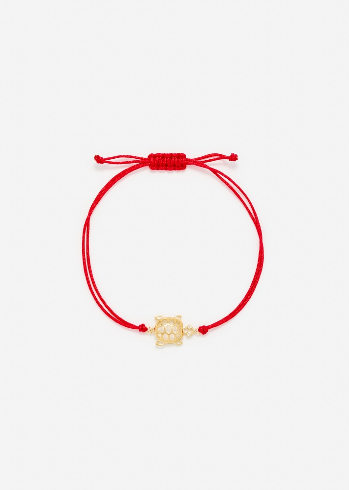 BRACELET FIL TORTUE ROUGE OR JAUNE