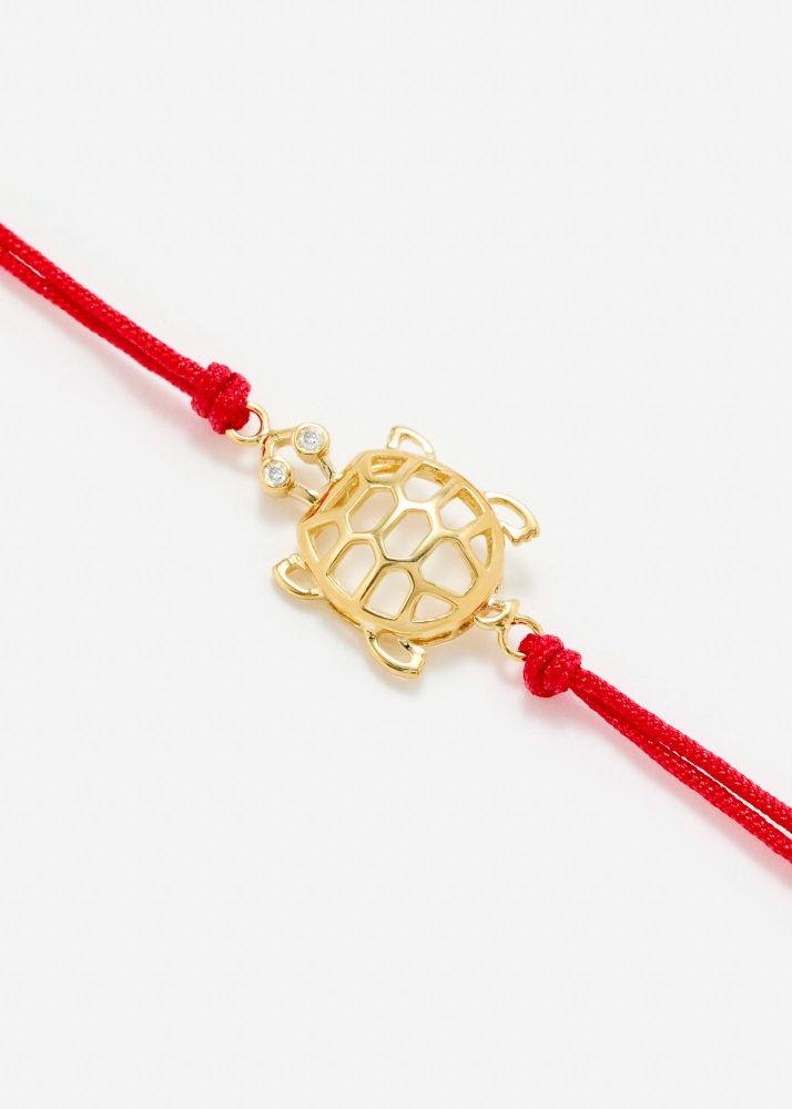 BRACELET FIL TORTUE ROUGE OR JAUNE
