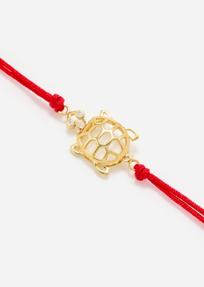 BRACELET FIL TORTUE ROUGE OR JAUNE