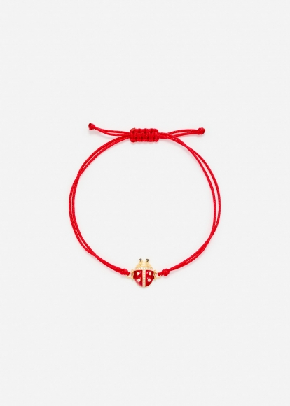 BRACELET FIL COCCINELLE ROUGE OR JAUNE