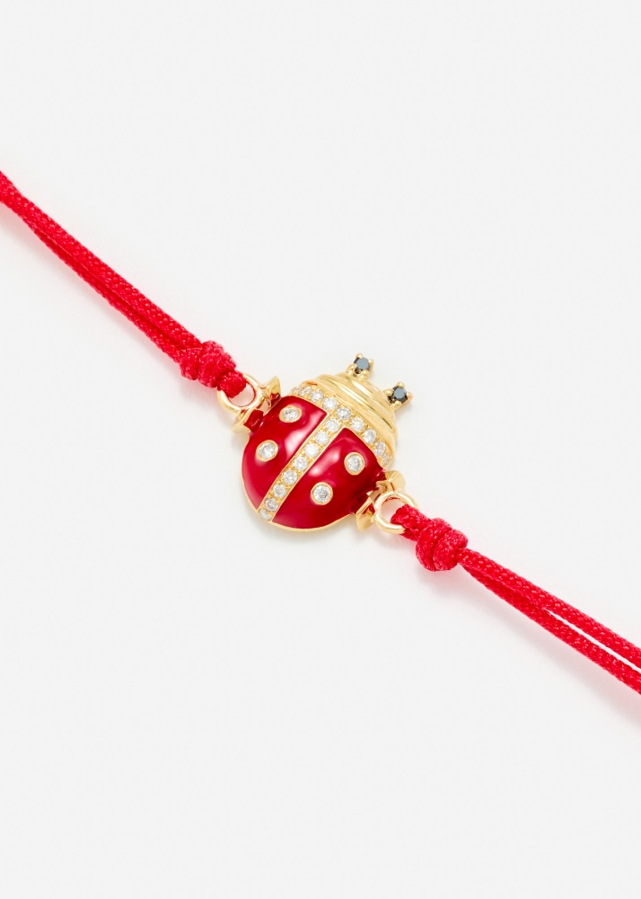 BRACELET FIL COCCINELLE ROUGE OR JAUNE