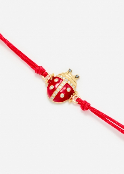 BRACELET FIL COCCINELLE ROUGE OR JAUNE