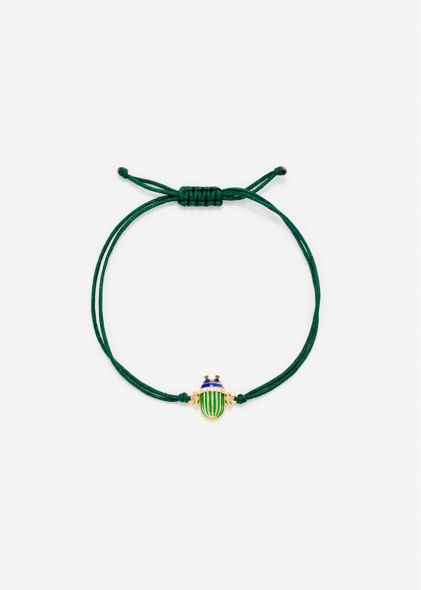 BRACELET FIL SCARABÉE VERT OR JAUNE