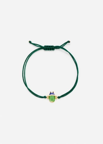 BRACELET FIL SCARABÉE VERT OR JAUNE