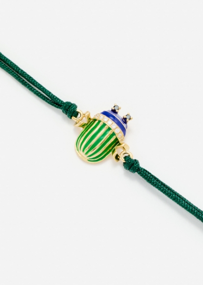 BRACELET FIL SCARABÉE VERT OR JAUNE