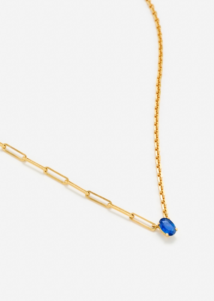 COLLIER SOLITAIRE SAPHIR BLEU GM OR JAUNE