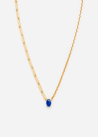 COLLIER SOLITAIRE SAPHIR BLEU GM OR JAUNE