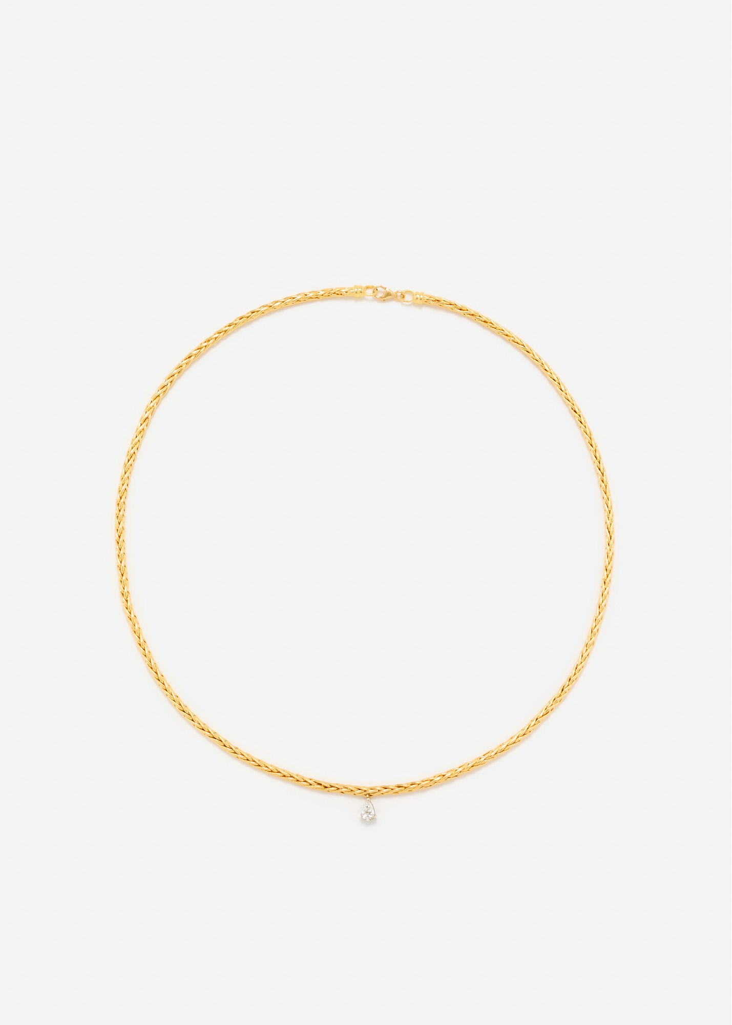 COLLIER PALMIER FLOTTANT DIAMANT POIRE OR JAUNE