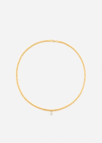 COLLIER PALMIER FLOTTANT DIAMANT POIRE OR JAUNE