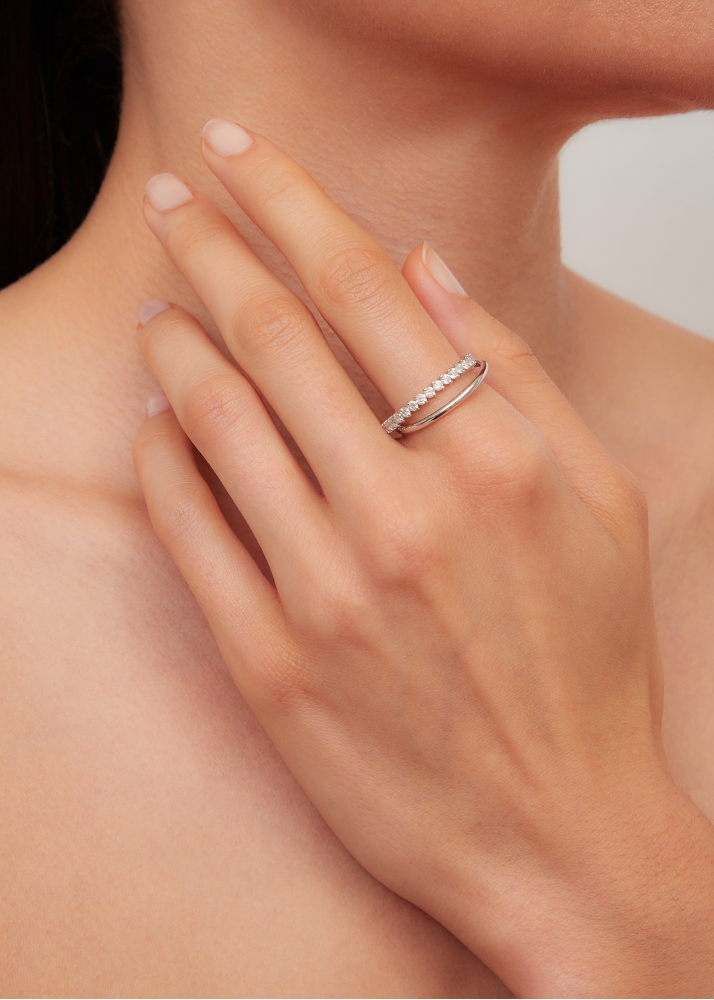 BAGUE UN DEUX GM OR BLANC