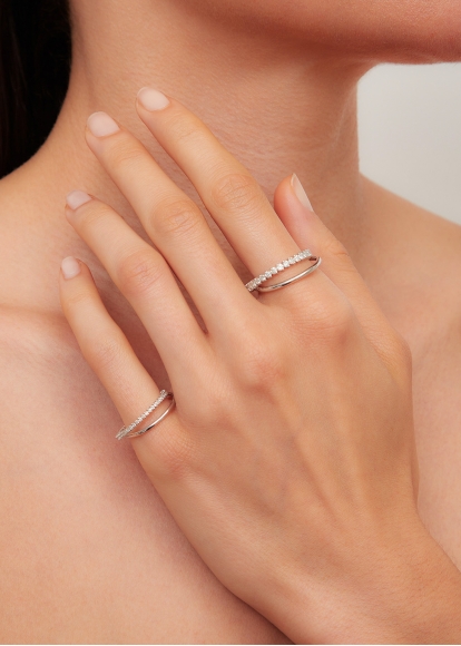 BAGUE UN DEUX GM OR BLANC