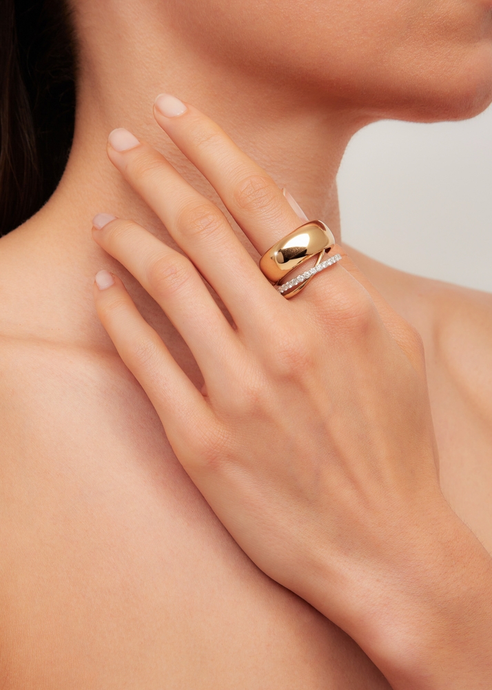 BAGUE UN DEUX TROIS LISSE GM OR JAUNE