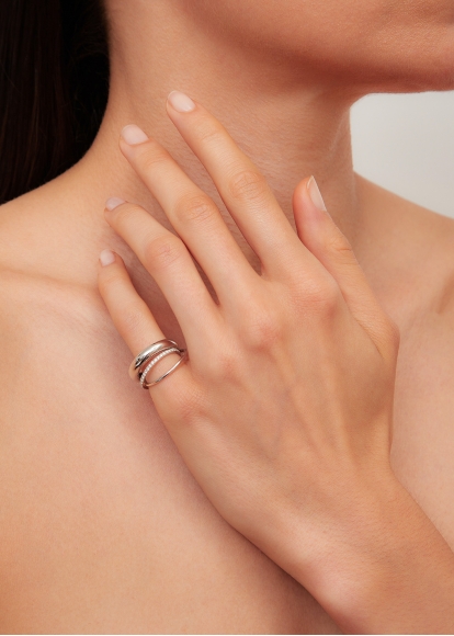 BAGUE UN DEUX TROIS LISSE PM OR BLANC