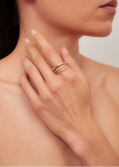 BAGUE UN DEUX TROIS LISSE PM OR JAUNE