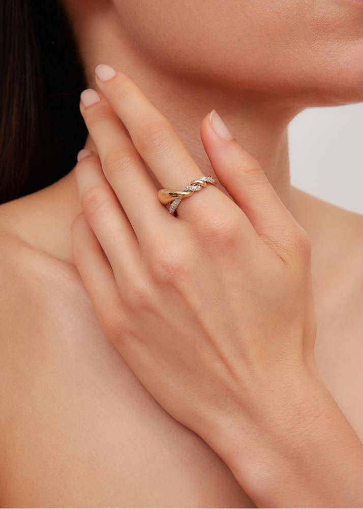 BAGUE EMBRASSÉE DIAMANTS 2 ORS