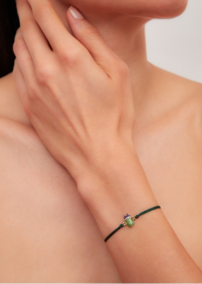BRACELET FIL SCARABÉE VERT OR JAUNE