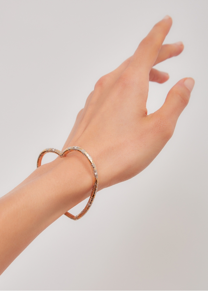 BRACELET JONC COEUR FLEURI 2 ORS