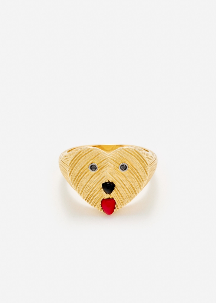 CHEVALIÈRE COEUR TOUTOU OR JAUNE