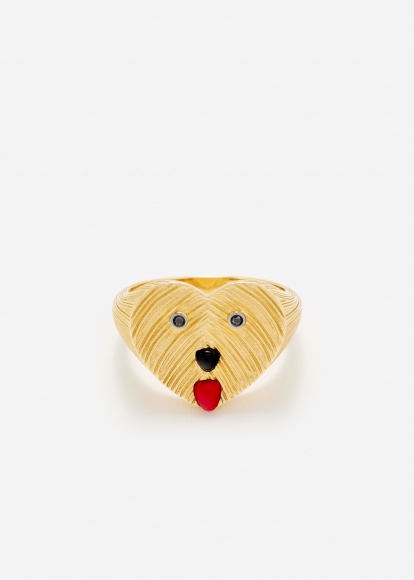 CHEVALIÈRE COEUR TOUTOU OR JAUNE