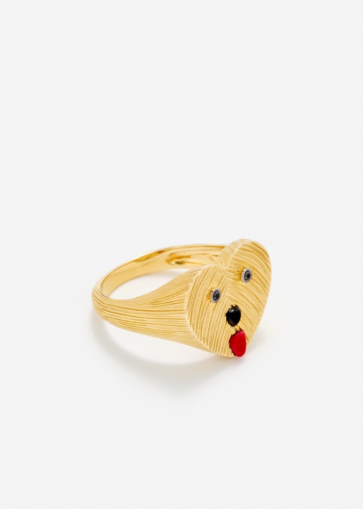 CHEVALIÈRE COEUR TOUTOU OR JAUNE