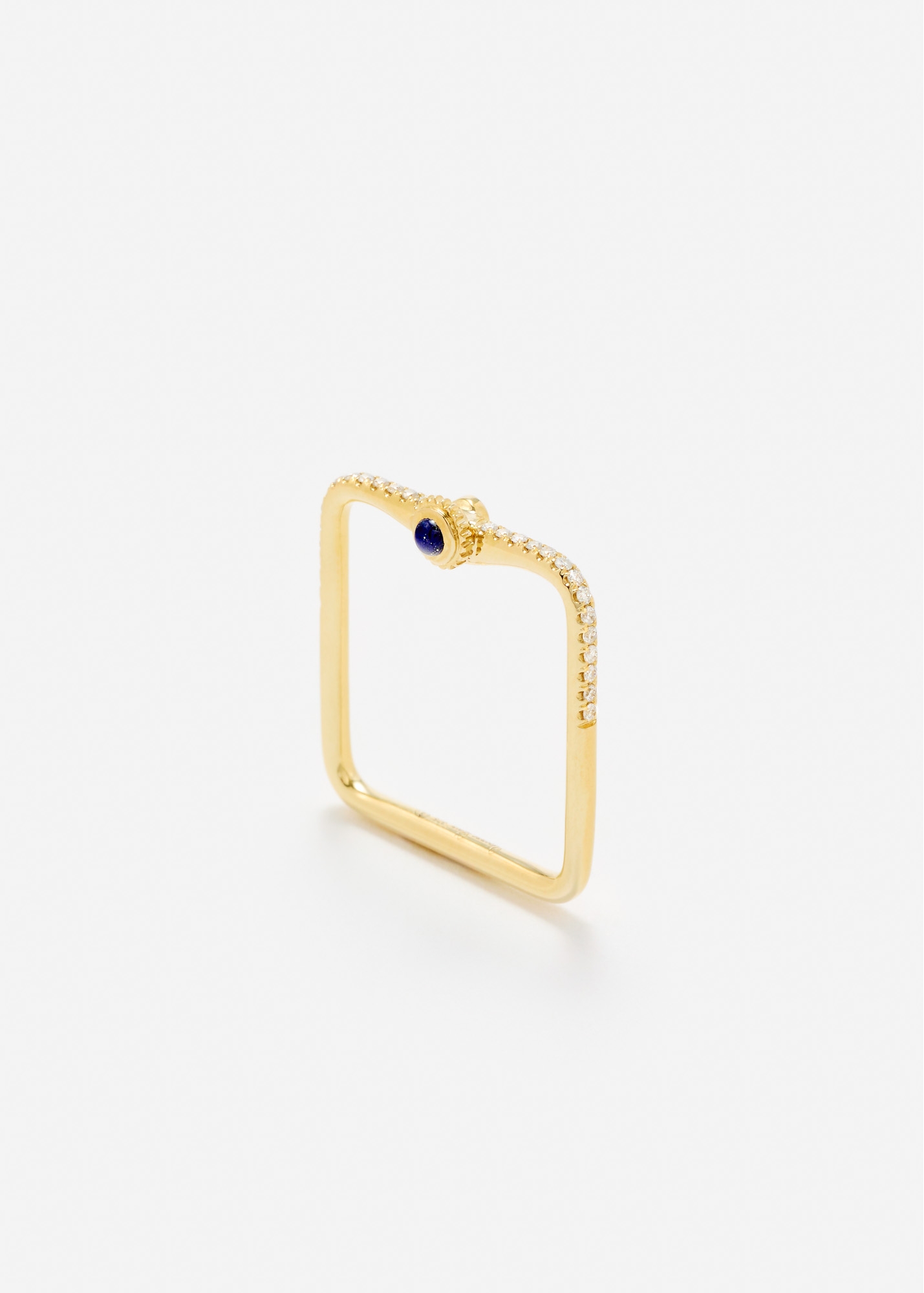 MINI BAGUE GOUSSET DIAMANTS LAPIS LAZULI OR JAUNE