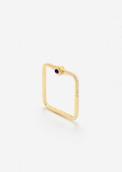 MINI BAGUE GOUSSET DIAMANTS LAPIS LAZULI OR JAUNE