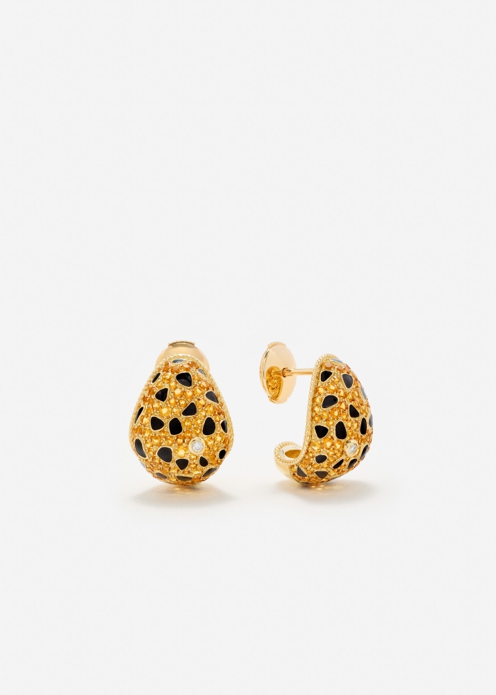 PAIRE DE BOUCLES D’OREILLE POIRE LYNX OR JAUNE