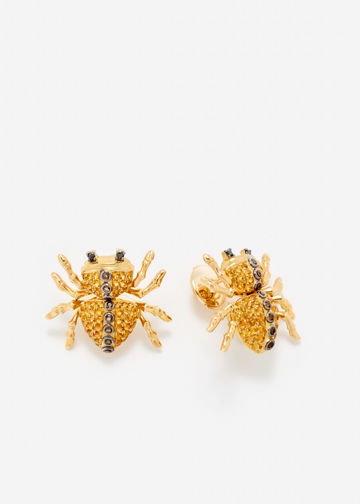 PAIRE DE BOUCLES D'OREILLE ARAIGNÉE OR JAUNE