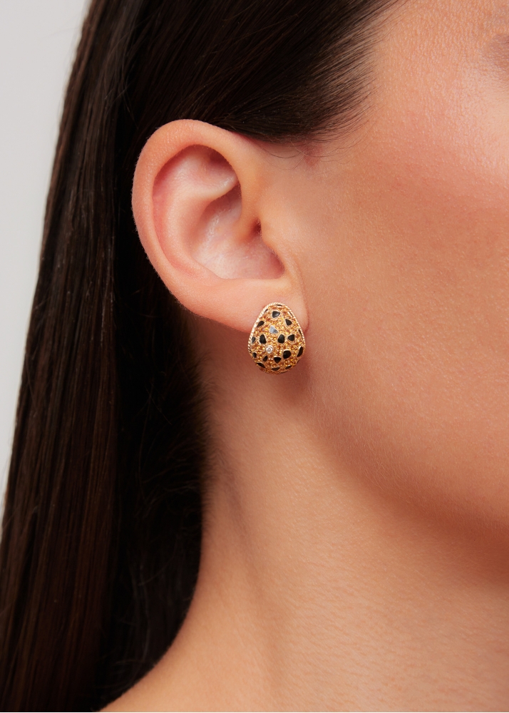 PAIRE DE BOUCLES D’OREILLE POIRE LYNX OR JAUNE