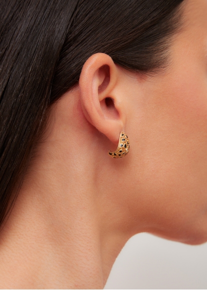 PAIRE DE BOUCLES D’OREILLE POIRE LYNX OR JAUNE