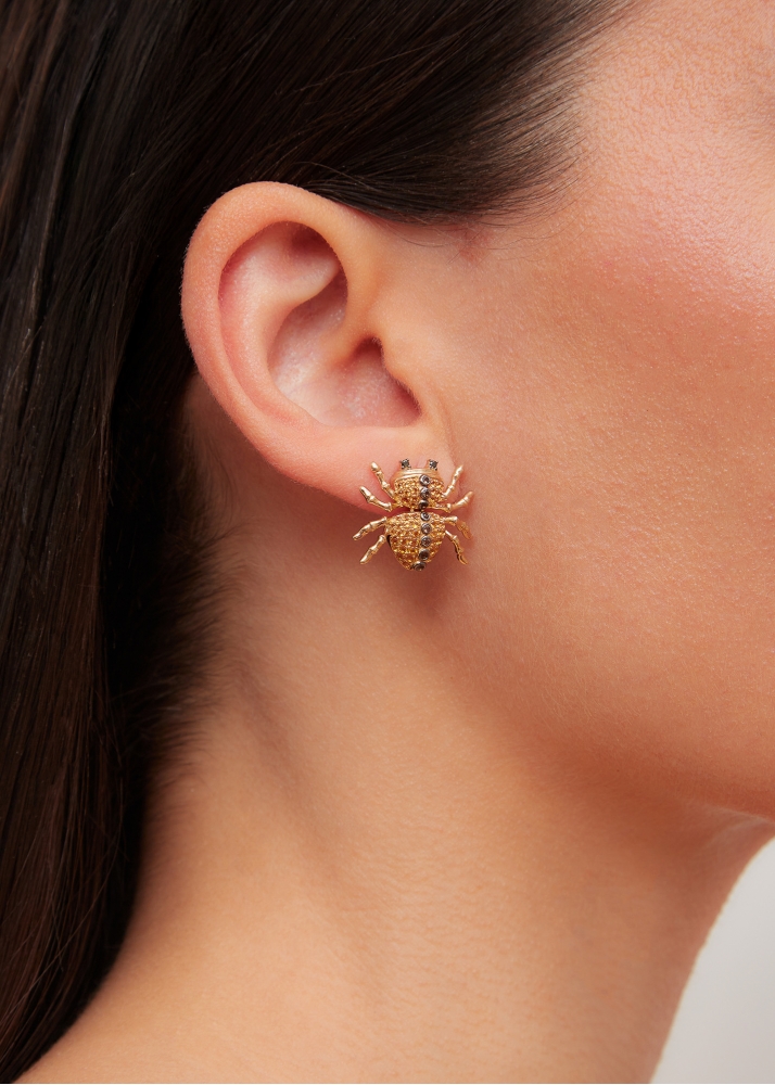 PAIRE DE BOUCLES D'OREILLE ARAIGNÉE OR JAUNE